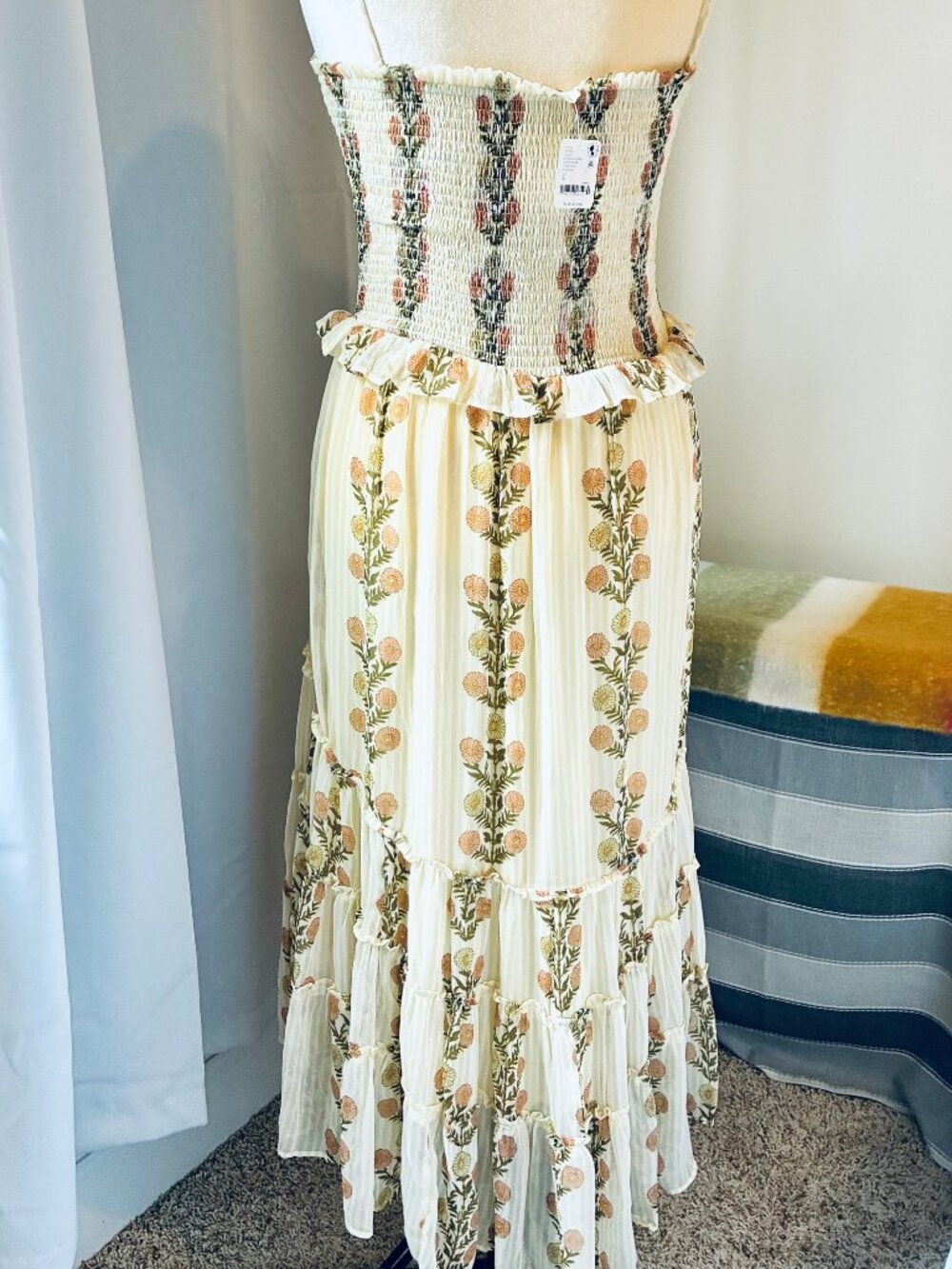Free People Alejandro Floral Midi Dress in Yellow & Green (L) New With Tag - Picture 9 of 13